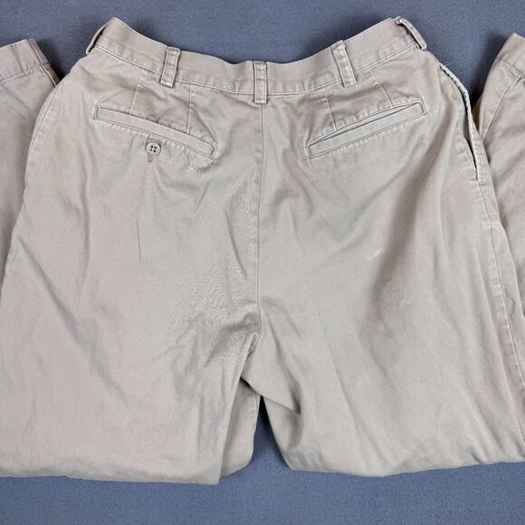 J Crew Pants Men 33x32 (Actual 32x30) Tan Beige Chino Flannel Lined Pleated - Picture 1 of 12